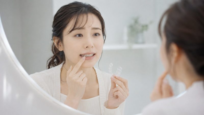 食事の際などにマウスピースを外す手順。扱いやすさもブランド選びの重要な比較ポイント。