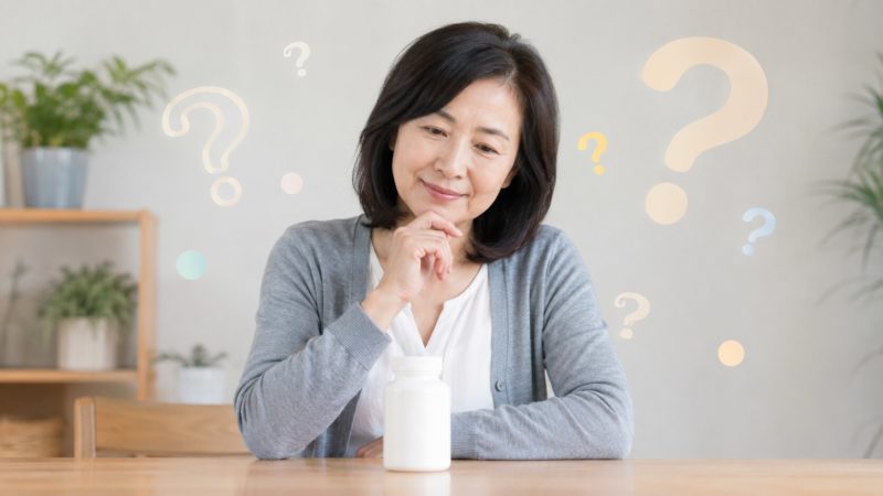 自分にぴったりのグルコサミンサプリを選ぶ際のよくある悩みや、疑問点をイメージした様子。